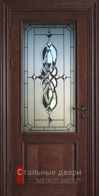 Стальная дверь Дверь с витражом №10 с отделкой МДФ ПВХ